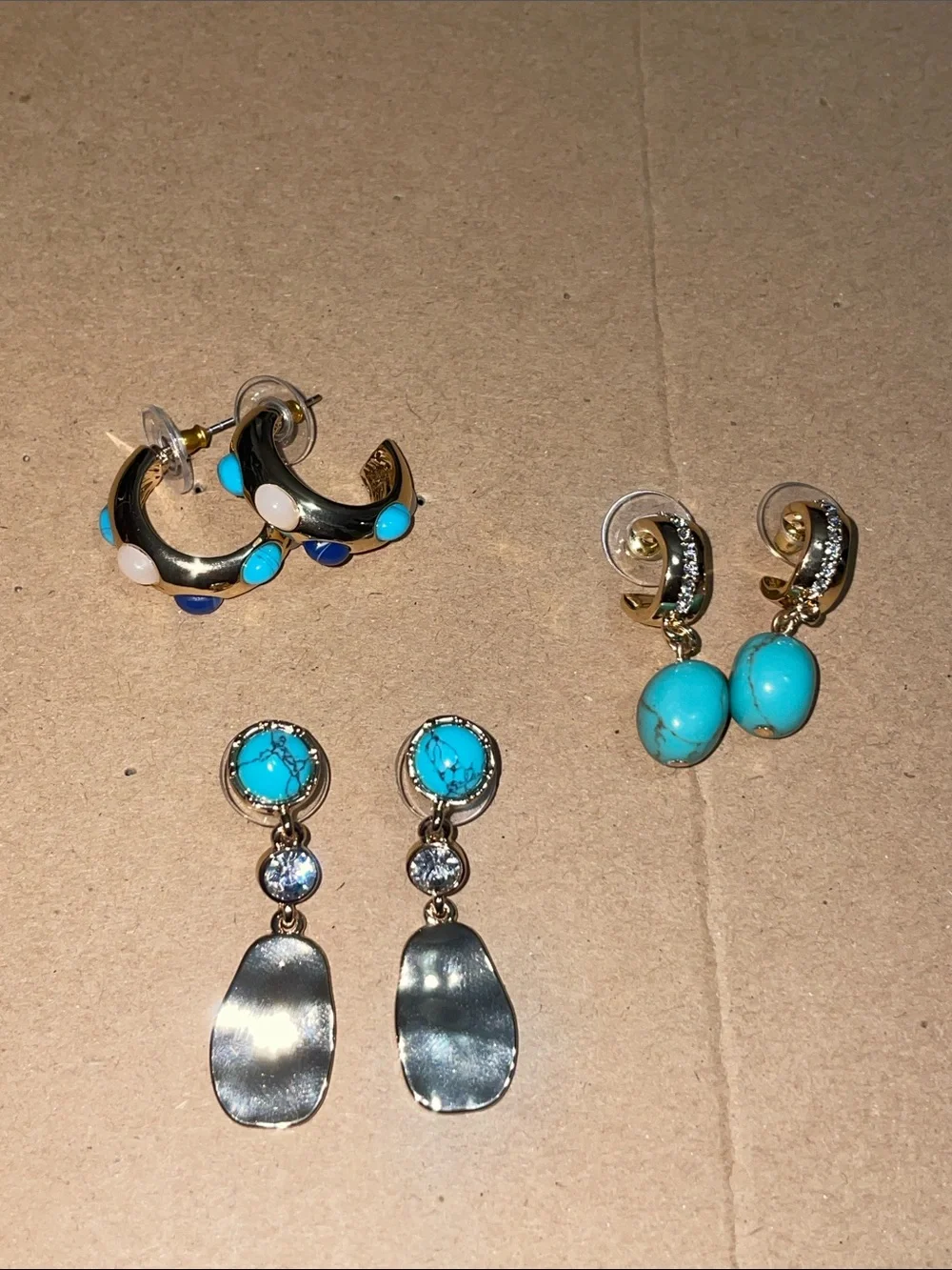 Free People Gold-Tone & Real Stone Beaded Multi-Style Earring Bundle Set